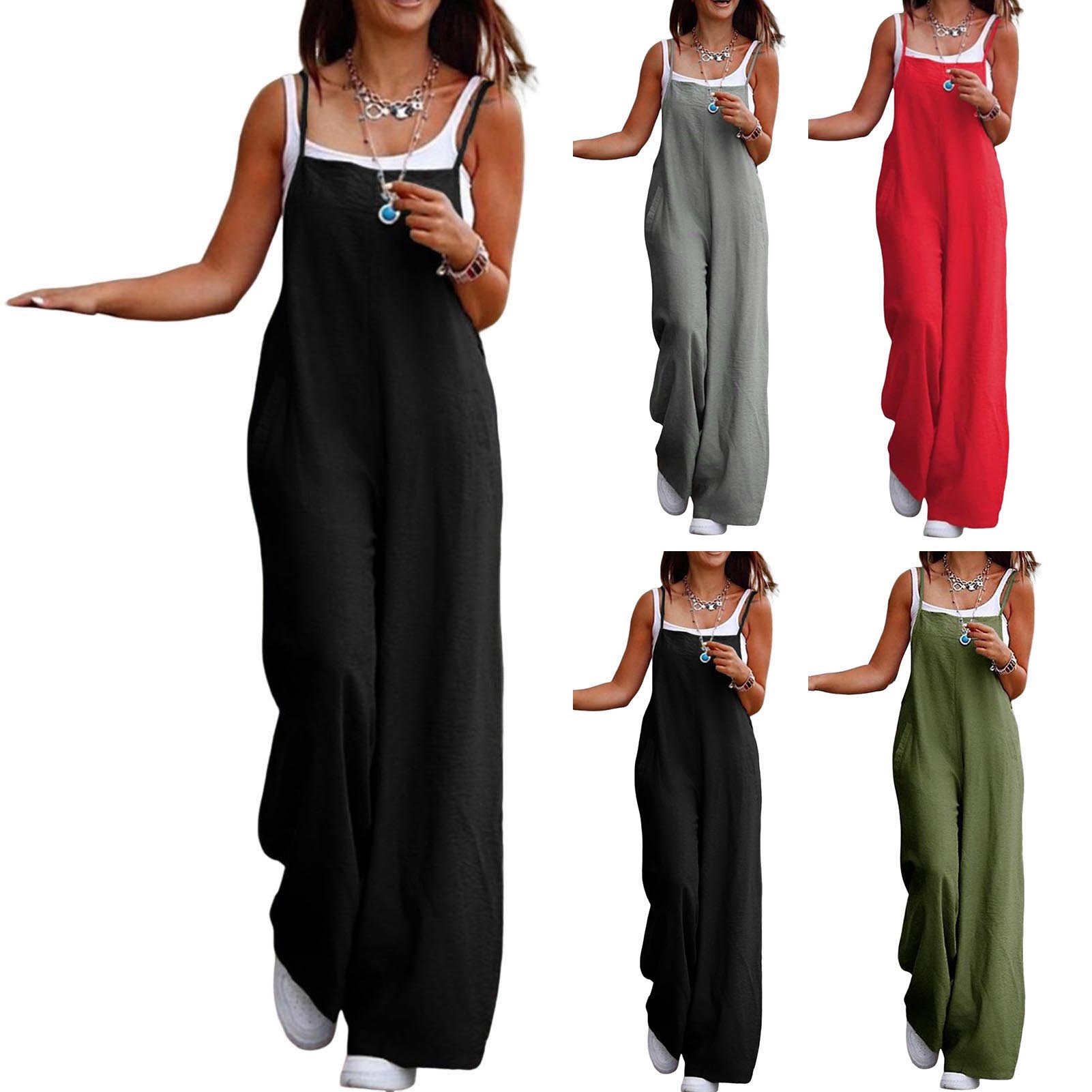 Bib Long Sleeve - Casual Losse Jumpsuit Vrouwen Spaghetti Lange