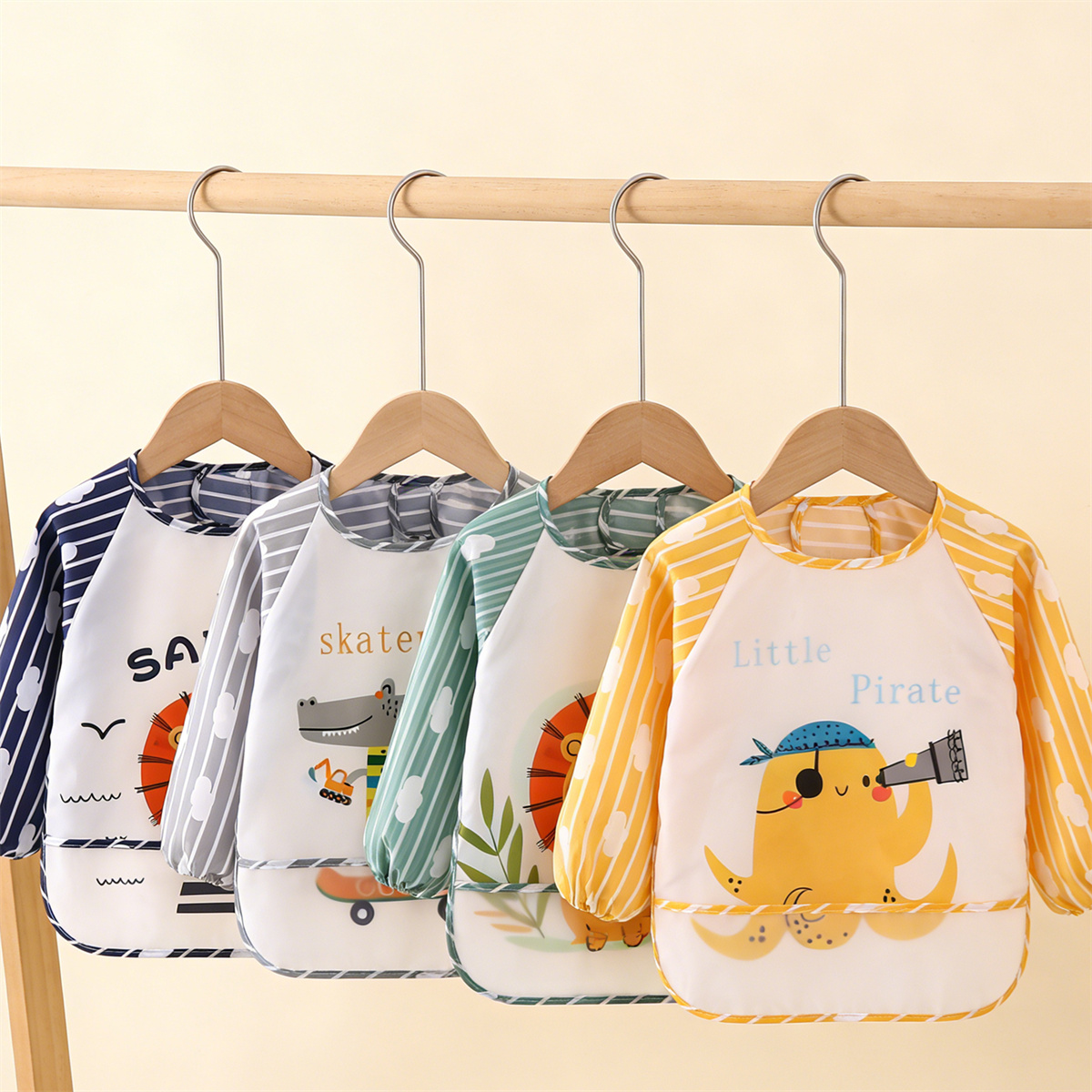Bib Long Sleeve - 2 stuks waterdichte baby-slabbetjes met volledige
