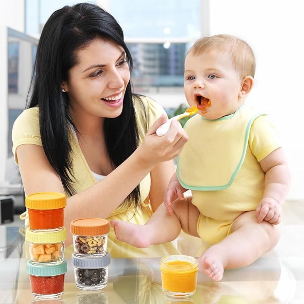 Baby Food Jars - 6 stuks glazen babyvoedingspotjes, herbruikbaar met