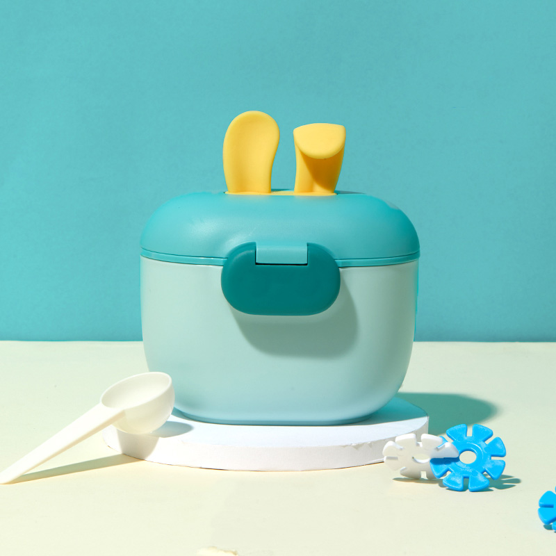 Baby Food Glass Jar - Nieuwe siliconen konijnenoorformule-dispenser, melkpoedercontainer, mat oppervlakte