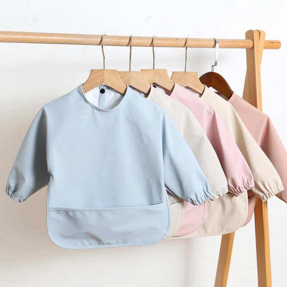Bib Long Sleeve - Effen kleur babyvoeding slabbetjes met lange
