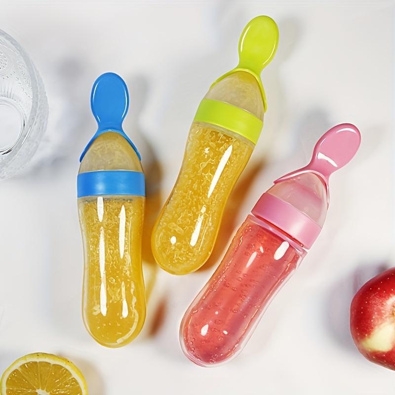 Baby Food Jars - Siliconen babyfles met lepel, 3oz voedseldoseerlepel,