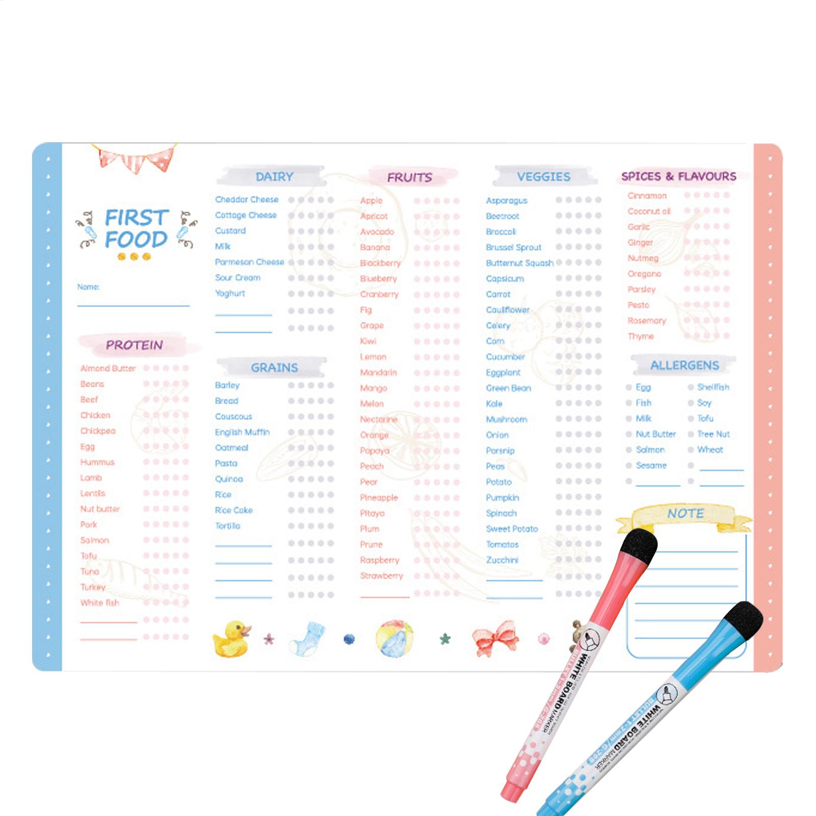 Baby Food Tracker - First Foods Chart Magnetische checklist voor