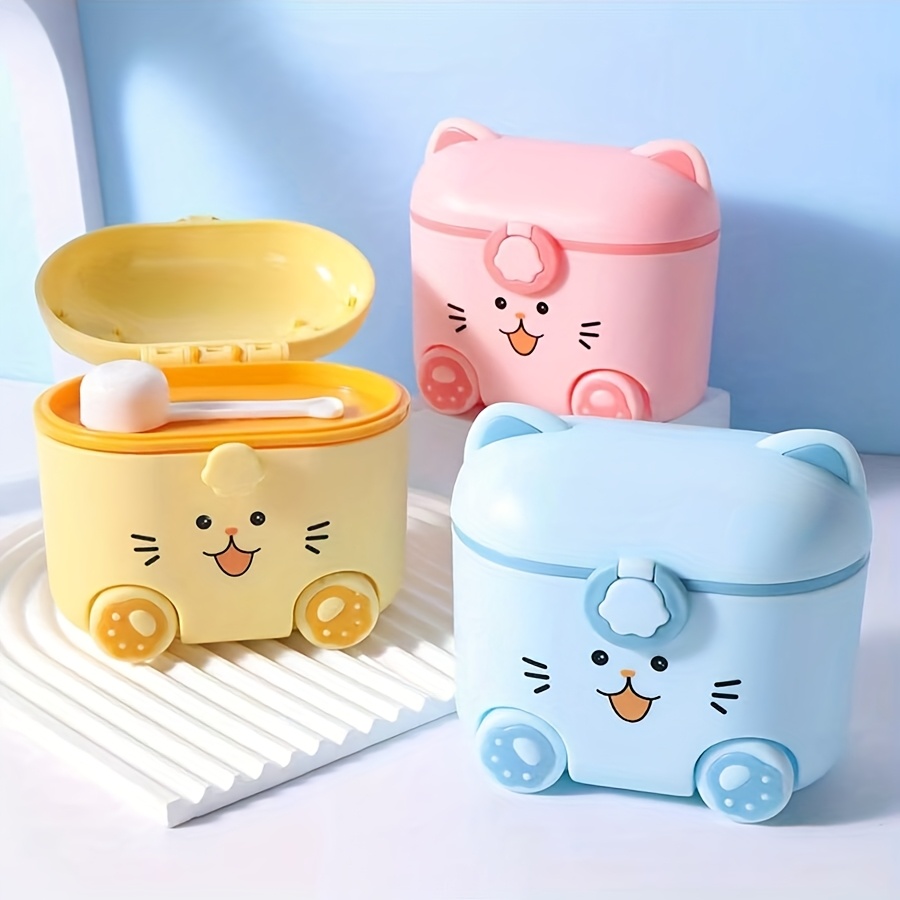 Baby Food Glass Jar - Leuke kattenmelkpoederdoos met lepel en slot,