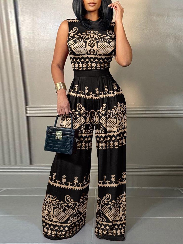 Bib Long Sleeve - Elegante vrouwen wijde pijpen lange jumpsuit