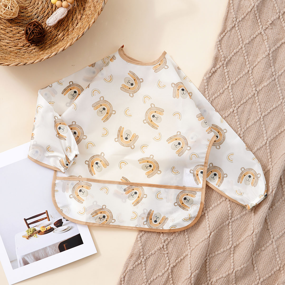 Bib Long Sleeve - Slabbetje met lange mouwen, machinewasbaar, sneldrogend,